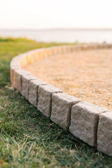 Beuta Landscape Edging | Garden Edging Border | Polyrock Blocks for Lawn Edging, Flower Beds & Yard Edging – 10 Pack | Each Section Has 6 Blocks 48" L x 4" W x 6.5" H | 20 Spikes | Sandstone