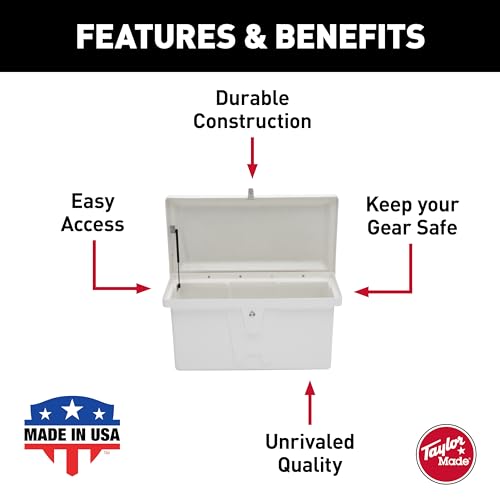 TaylorMade Stow 'N Go Low-Profile Fiberglass Dock Box White 20" H x 40" W x 19" D