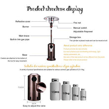 Outdoor Patio Heater Gas Heater Fast Heating Energy Efficient Radiator Safe Low Energy Dumping Protection Floor Standing with Wheels Garden Wedding - 223cm(88in)