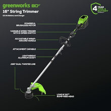 Greenworks 80V 16 in Cordless String Trimmer, 2.5 Ah Battery
