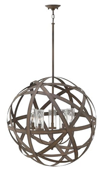 Hinkley Carson Collection Five Light 12V LED Outdoor Medium Orb Pendant Vintage Iron
