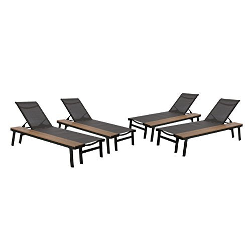 Christopher Knight Home John Outdoor Chaise Lounge with Side Table (Set of 4), Gray