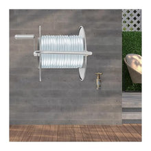 Stainless Steel Wall-Mounted Hose Reel Holder for 50m Garden Hoses – Outdoor Water Hose Storage
