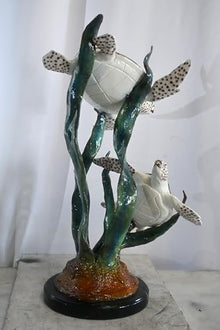 NIFAO Sea Turtle, Marine Life Medium Bronze Statue, 17" L x 18" W x 33" H