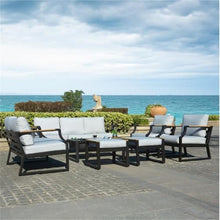 Direct Wicker 2 Piece Iron & Fabric Ottomans with Cushion in Black