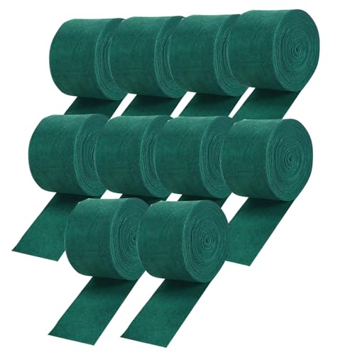 10 Rolls Tree Protector Wrap - Heavy Duty Breathable Trunk Guard For Winter Freeze Sun Scald Protection - Ideal For Saplings (Size:55.77 ft/17 m × 4.72 in/12 cm,Color:Green Double-layer with membrane)