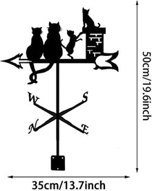 Weathervane Metal for roof garden yard Cat Weathervane Wind Vane Motorcycle Orientation Indicator Stainless Steel Weathervanes Measuring Tool With Anti-Rust Coating Satin Black For Outdoor Bracket De