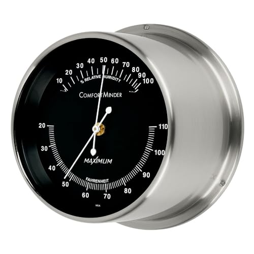 Maximum Comfortminder Humidity & Temperature Instrument - Nickel Case, Black Dial