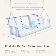 Porchgate Amish Heavy Duty Console Porch Swing with Fold Down Cup Holders in Semi Solid White Stain - Amish Made in The USA from Treated Pine, Hanging Chains Included