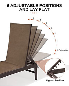 Crestlive Products 4PCS Outdoor Chaise Lounge Chairs Set with Side Tables, Adjustable Recliner Brown