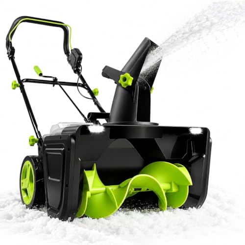 Aredwhiterui Cordless Snow Blower, Walk-Behind Snow Thrower for Driveway & Sidewalk 4Batt