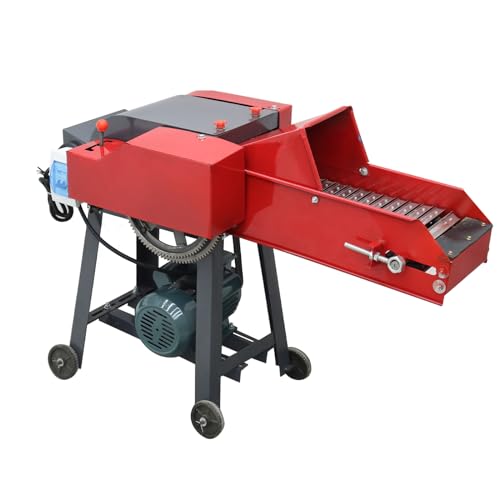 Banfluxion 220V 4-Blade Hay Cutter with Conveyor Belt Red
