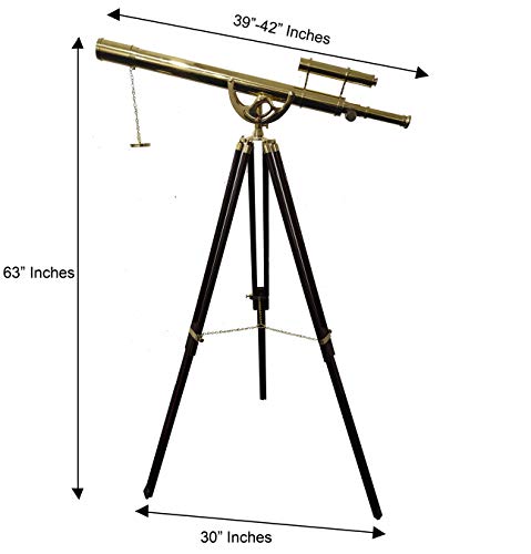 collectiblesBuy Decorative Nautical Shiny Brass Telescope with Brown Tripod