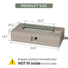COSIEST Outdoor Propane Fire Pit Table, 56-inch x 28-inch Rectangle Gray Concrete-Like Finish, Certified, 50,000 BTU Stainless Steel Burner w Transparent Gray Fire Glass, Wind Guard, Raincover