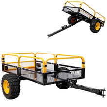 1000 lb Tow-Behind Dump Cart, 15 Cu. Ft. Heavy-Duty Steel ATV UTV Trailer with Foot Release, Utility Dump Trailer for Lawn Mower, Tractor, Yard & Garden