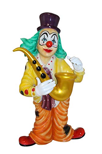 NIFAO Large Colorful Clown Statue Playing Saxophone, 20" L x 15" W x 36" H