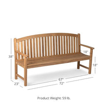 TITAN GREAT OUTDOORS Ash & Ember Solstice 6 FT Grade A Teak Outdoor Bench, Weather-Resistant Patio Bench with Bow Back Design, Contoured Seat, Porch & Garden Seating for 3