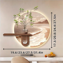 MeQibin Sandstone Wall Warm Lamp Painting, Hanging Planter Wall Decor with Glass Vase, Landscape Decoration Traditional Wall Hanging Painting for Living Room, Restaurant, Office(Brown,31.4 X 27.5IN)