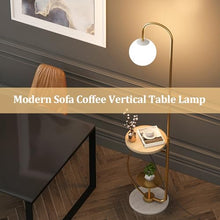64" Standing Lamp for Bedroom, Industrial Metal Arc Floor Lamp with Tray Table & Marble Base Foot, 3 Color Temperature Adjustable Standing Lamp(Black)