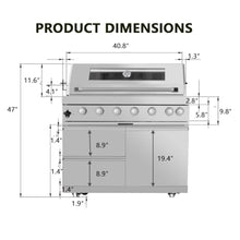 RGWYGCG Outdoor Grill, 6-Burner Stainless Steel Gas Grill with Rotisserie Kit, Heavy Duty Outdoor Kitchen Grilling Station with Viewing Window. for Backyard,Patio, Poolside BBQ