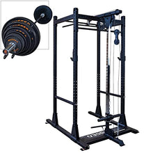 Rugged Strength & Fitness Power Rack with Lat Attachment Black