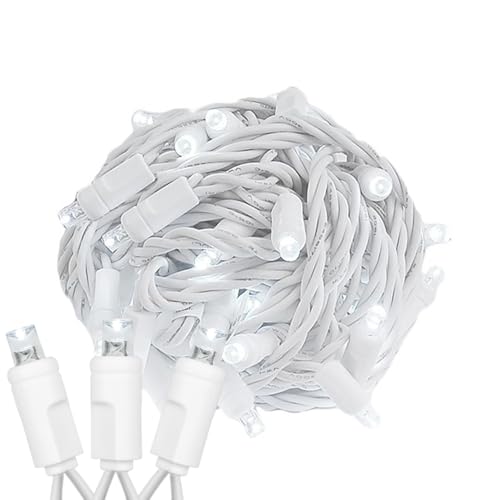 Novelty Lights 24-Pack 25 Feet 50 Light Pure White LED Christmas Lights White Wire, Connectable Mini String, Indoor/Outdoor, Commercial Grade, UL Listed