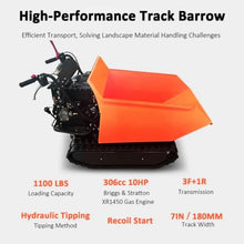 Chery Industrial 1100 lbs Capacity 10HP Gas Powered Track Mini Dumper, Engine for Construction Landscaping(U-Bucket Tracked Dumper)