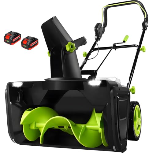 Ymnogjie 40V Cordless Snow Blower,Electric Snow Thrower Pro 2Batteries