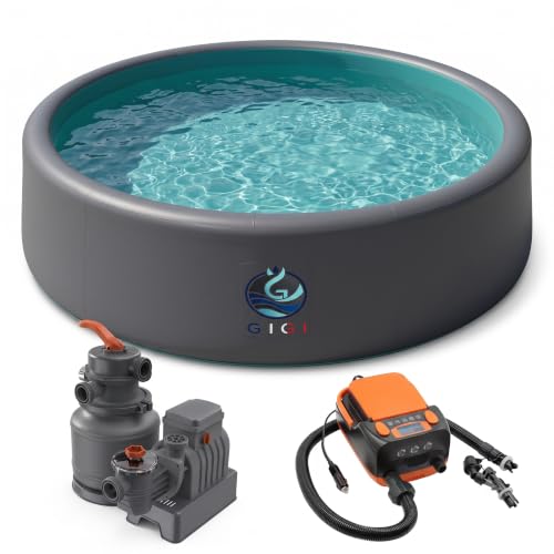 GIGI FRANCE Drop Stitch Inflatable Pool 13 ft x 59 in Deep, Rigid Hard Wall Above Ground Swimming Pool for Adults and Family, Sand Filter Pump and Electric Air Pump Included