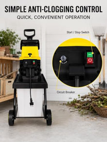 DUXMM Electric Wood Chipper Shredder with Reversible Blade Technology 10m-PowerCord