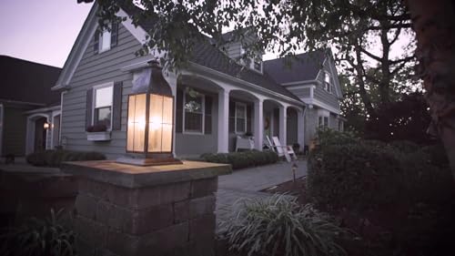 Hinkley Bingham Large Pier Mount Outdoor Lantern - Aluminum, Clear Seedy Glass, Gas Light Style - Greystone Finish