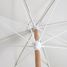 USZWBY 6.6ft/200cm Beach Umbrella Wood Parasol Tilt/Folded,Outdoor Garden Umbrella with Tassels,Patio Umbrella Waterproof/Windproof,Beige,Without Base
