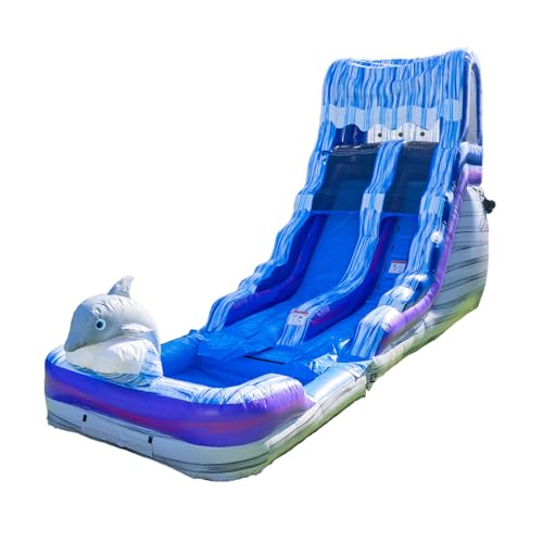 HeroKiddo 16ft Dolphin Commercial Inflatable Water Slide with Blower