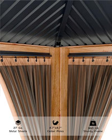 GAOMON Hardtop Spruce Wood Gazebo 12'x12' Khaki