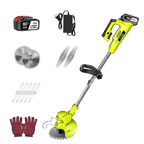 Cordless Grass Strimmer Electric Lawn Mower, Retractable Length with Head Rotary Weeder 36V/14000mA Wireless Walk-Behind Lawn Mower for Garden Lawn Shrub Trimming