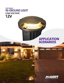 MALORY Low Voltage Landscape Well Lights,（φ126 mm Brass Top Cover 10Pack