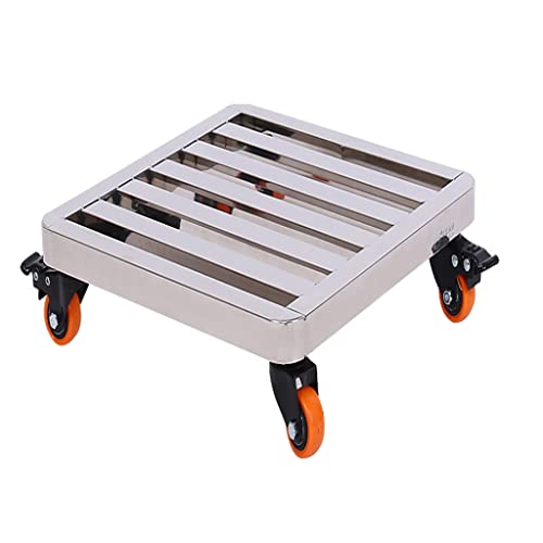 SDVantage Metal Plant Caddy with Wheels Heavy Duty Large Plant Cart Dolly with Casters for Flower Pot Garden Pot Mover,Square Iron Plant Caddy Plant Saucer Pot On Wheels,Silver-30Cm