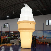 YBZCHLM Giant Inflatable Ice Cream Cone with Lights Khaki & White 20ft H
