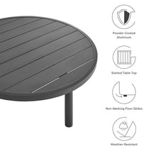 Modway Terrace Round Metal Outdoor Patio Coffee Table in Graphite – 35 Inch Weather-Resistant Coffee Table for Patio, Balcony, and Garden – Modern Outdoor Coffee Table with Round Slatted Top