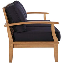 Modway Marina Outdoor Patio Teak Sofa in Natural Navy