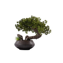 YXIANG56Q Fake Plants Chinese Welcome Pine Artificial Bonsai Tree Fake Plants Ornament Artificial Plants Potted Decoration Home Office Zen Garden Desktop Decor Indoor Bonsai Tree