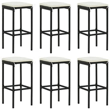 fsahslih 8-Piece Patio Bar Set with 2 Tables & 6 Stools, Black Rattan