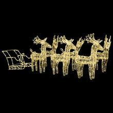 KFPOERTFGD 320 LED Reindeer and Sleigh Christmas Decoration, Glowing Outdoor Holiday Yard Display, Warm White Acrylic Lights for Garden Pathway, 8 Lighting Modes