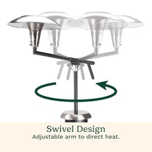 Cuisinart Perfect Position Propane Patio Heater, 38,200 BTU Powerful Directional Stainless Steel Outdoor Heater with Hidden Tank and Drink Table, Swivel Arm and Reflective Heat Shield