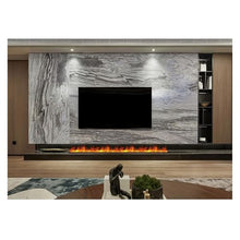 oaxroe Bedroom Fireplace Large Fireplace Recessed Electric Fireplace 3D Adjustable Flame Metal Frame Panel with Touch Screen Fireplace Heater(L 94.5 Inch)