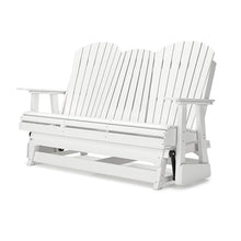 Benjara BM315939 Sami 67 Inch Outdoor Adirondack Glider Loveseat, Dropdown Cupholders, White