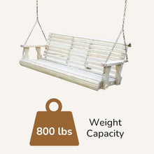 Porchgate Amish Heavy Duty Console Porch Swing with Fold Down Cup Holders in Unfinished - Amish Made in The USA from Treated Pine, Hanging Chains Included