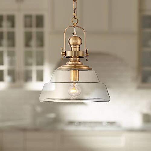 Donovan 13" Wide Antique Brass and Clear Glass Pendant Light Light Fixture