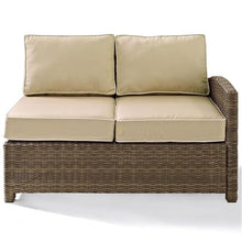 Afuera Living Modern Wicker Right Arm Patio Loveseat, 53" W x 32" D x 32.5" H, Brown and Sand, UV-Resistant Resin Wicker, Steel Frame, Weather-Resistant Cushions, Outdoor Seating for Patio or Garden