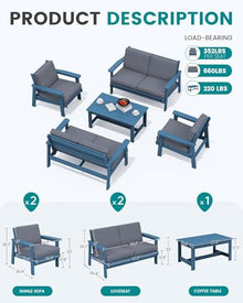 KswyyuwxgqI Outdoor 5-Piece Patio Sectional Sofa Set All Weather Wood-Like Frame with Cushions Patio Couch for Deck Backyard Garden Conversation Seating(Gray)